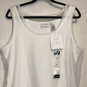 Liz Claiborne Mesh Layered Tank Top Cream Size XL